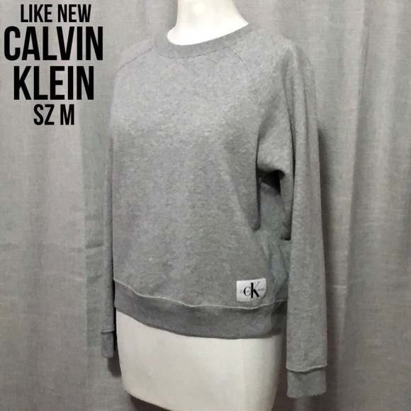 Like New Calvin Klein “Jeans” Semi Cropped Sweatshirt-Sz M-Gray Crewneck - Picture 1 of 15